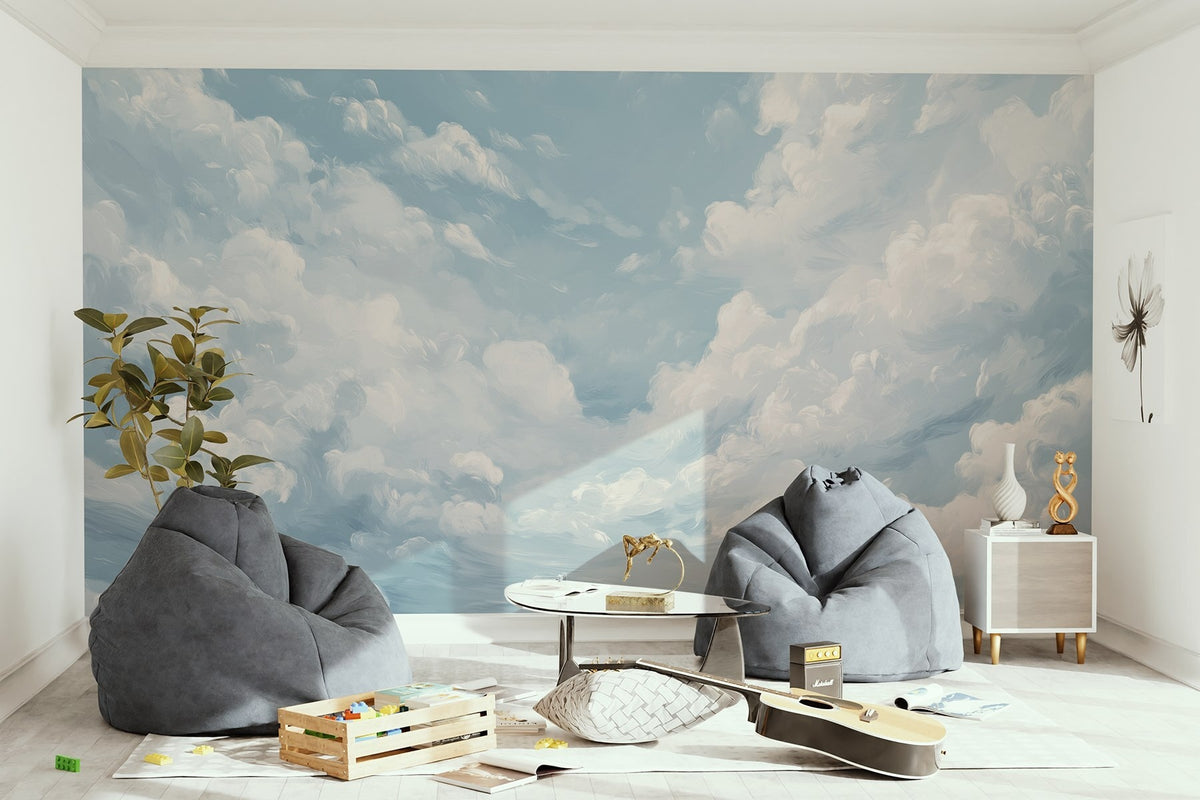 Papier peint Nuages dans un bleu pictural