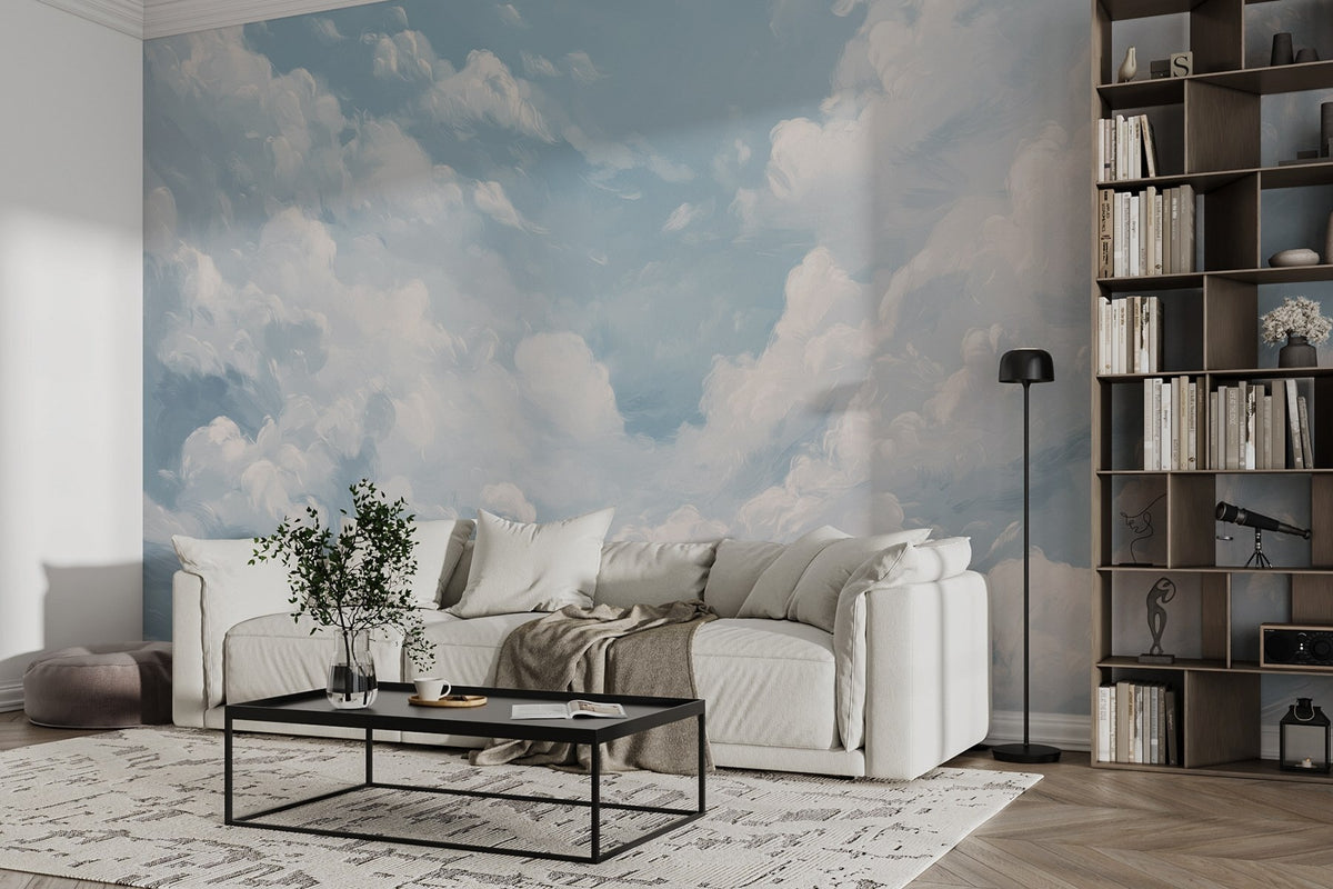 Papier peint Nuages dans un bleu pictural
