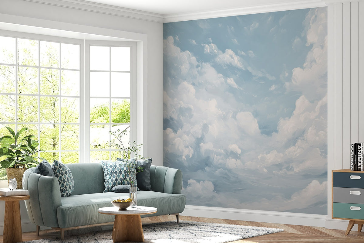 Papier peint Nuages dans un bleu pictural