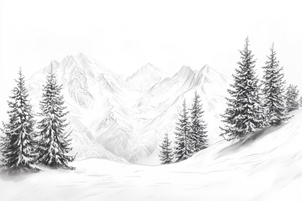 Papier peint Hiver au crayon
