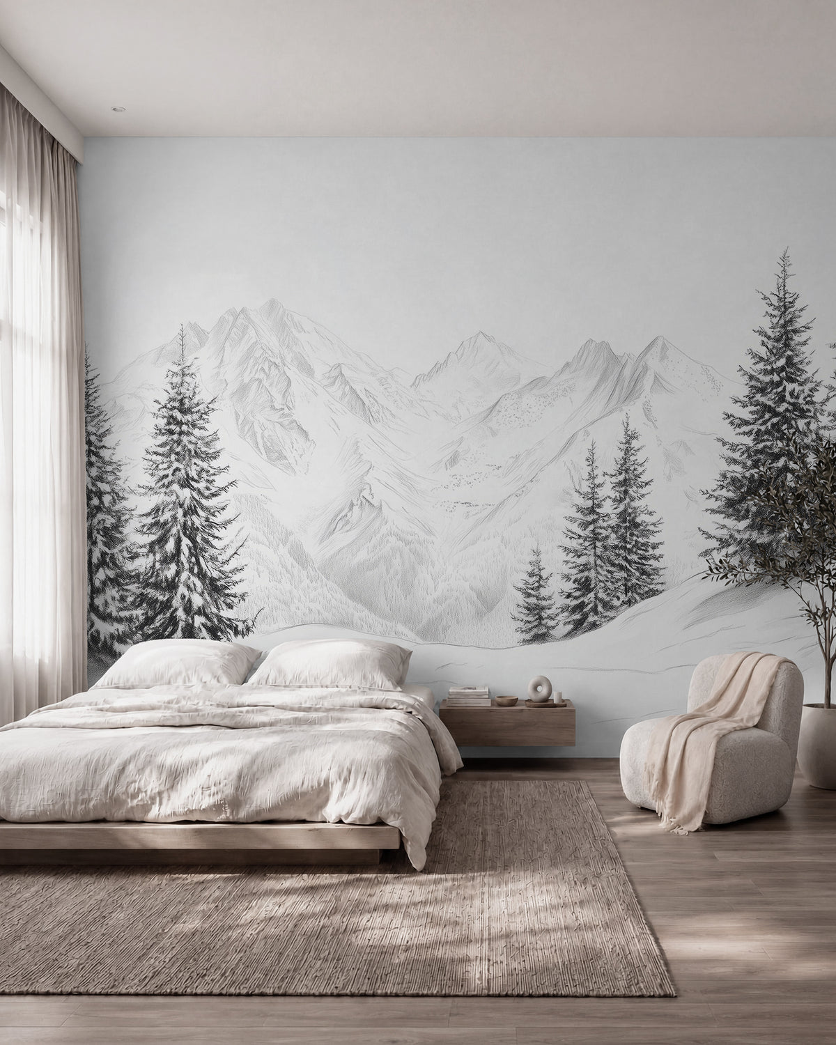 Papier peint Hiver au crayon