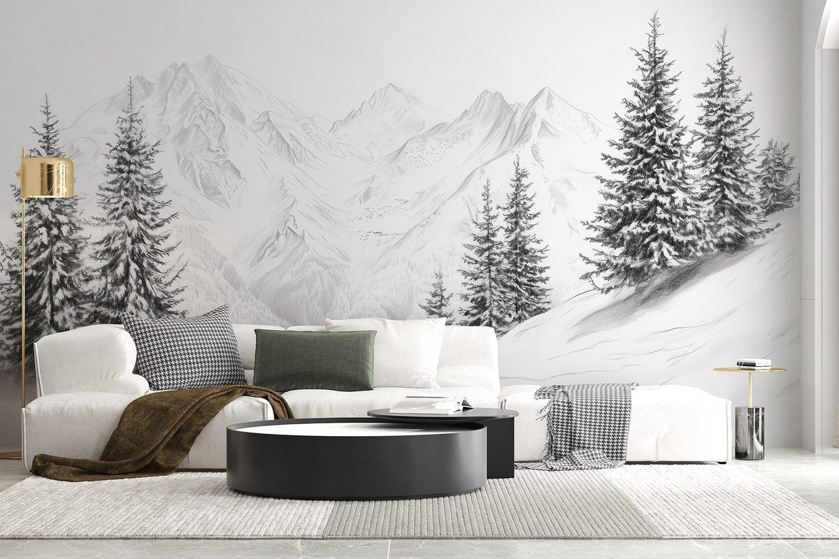 Papier peint Hiver au crayon