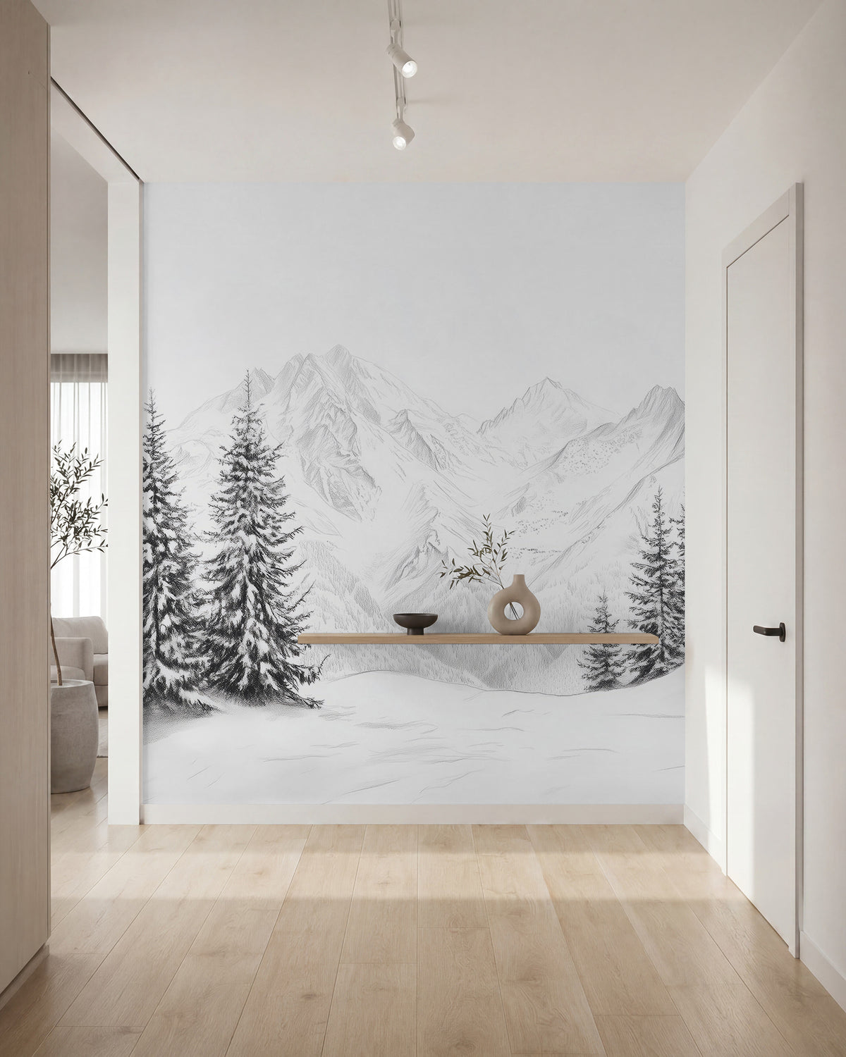 Papier peint Hiver au crayon