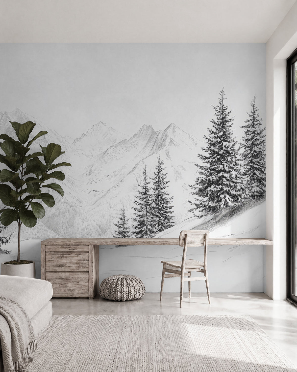 Papier peint Hiver au crayon