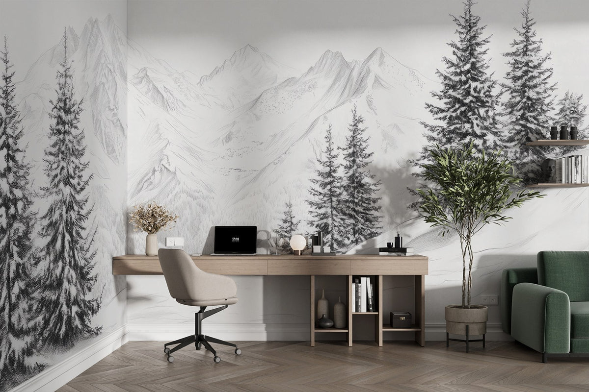 Papier peint Hiver au crayon