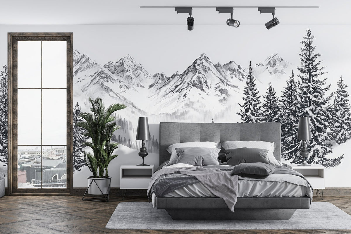 Papier peint Esquisse d’hiver alpin