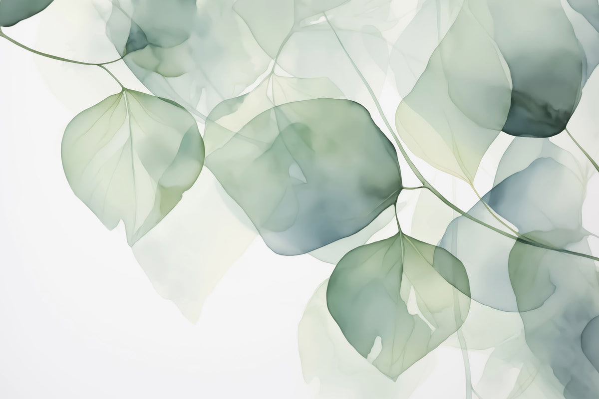 Papier peint Rondes de feuilles aquarellées — mise en situation