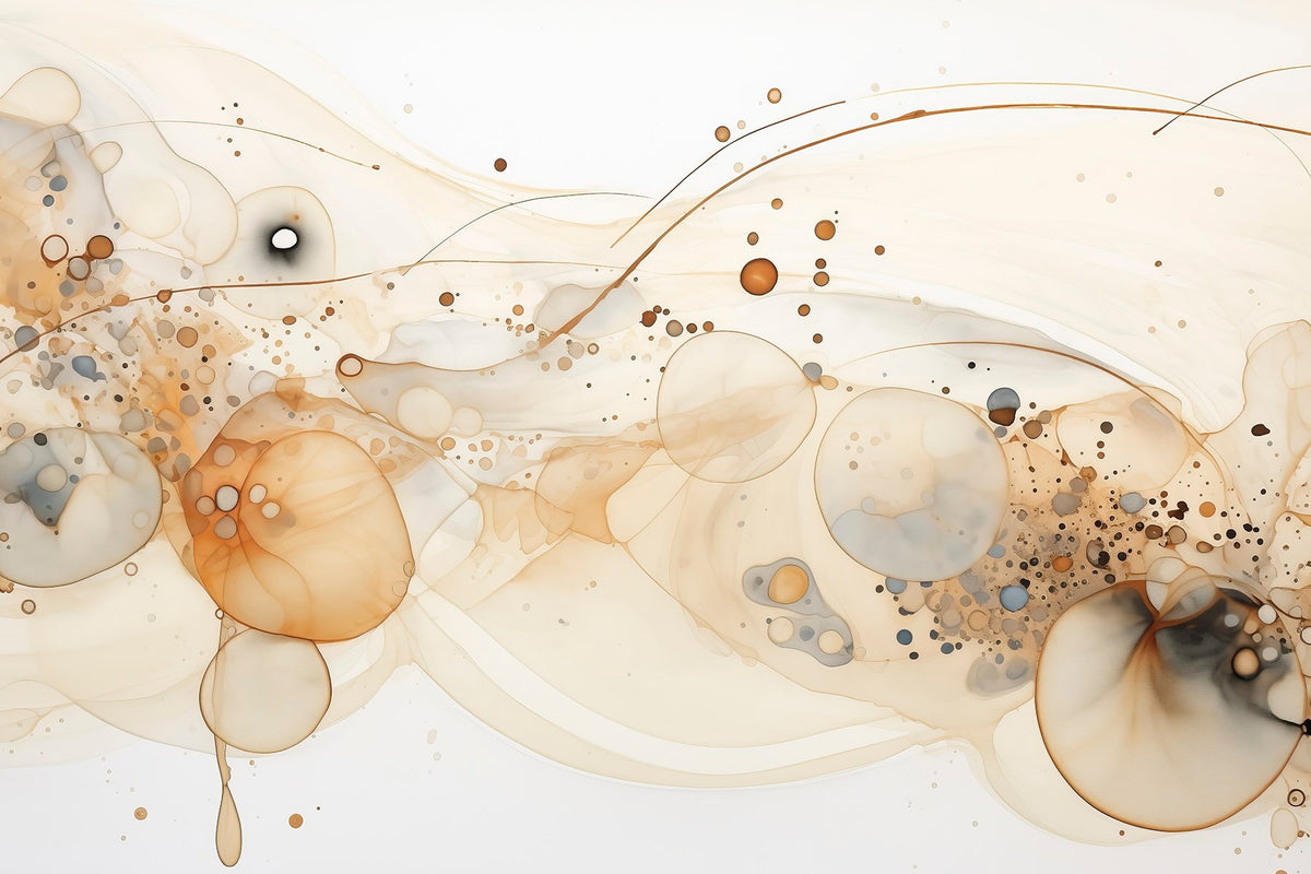 Papier peint Encre ambrée et orbites dorées