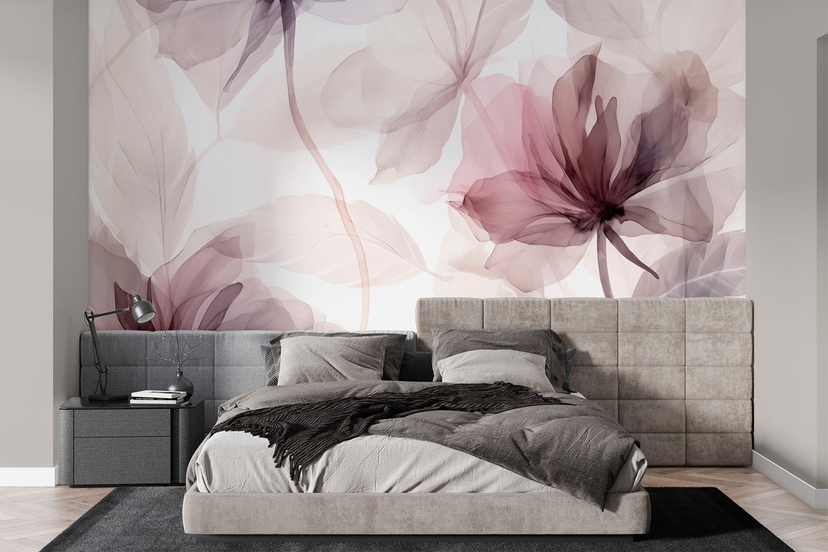 Papier peint Fleurs mauves transparentes