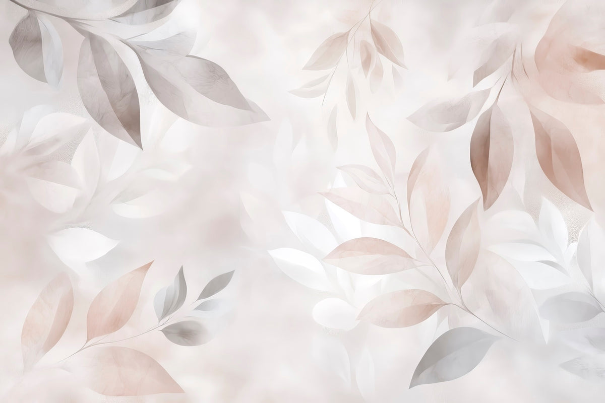 Papier peint Feuillages roses