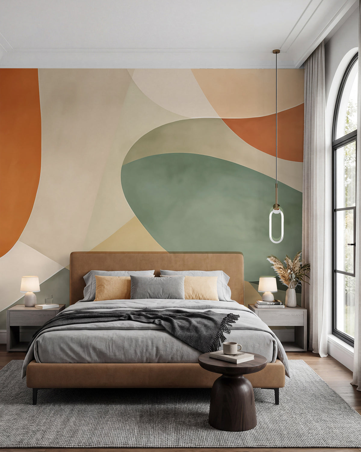 Papier peint Aplats argile et olive