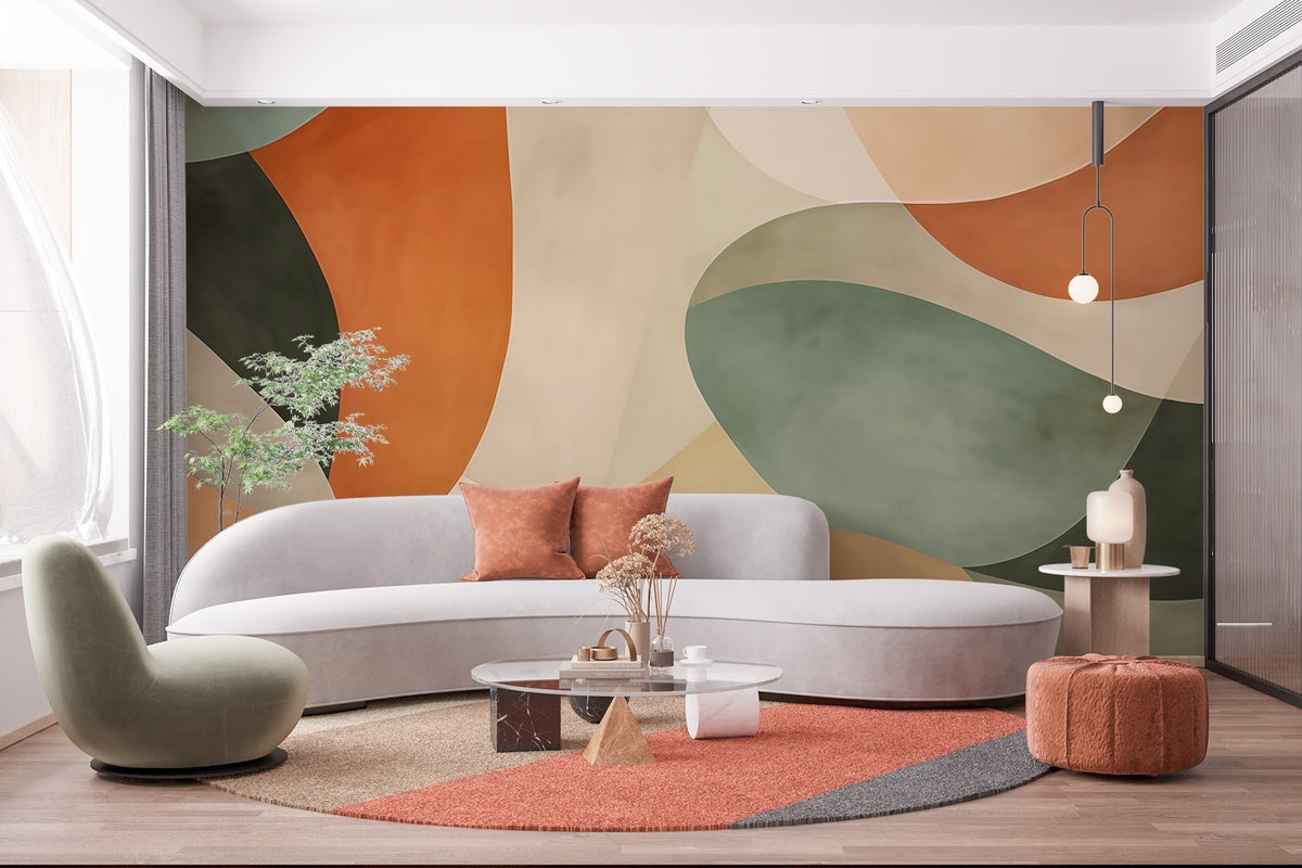 Papier peint Aplats argile et olive