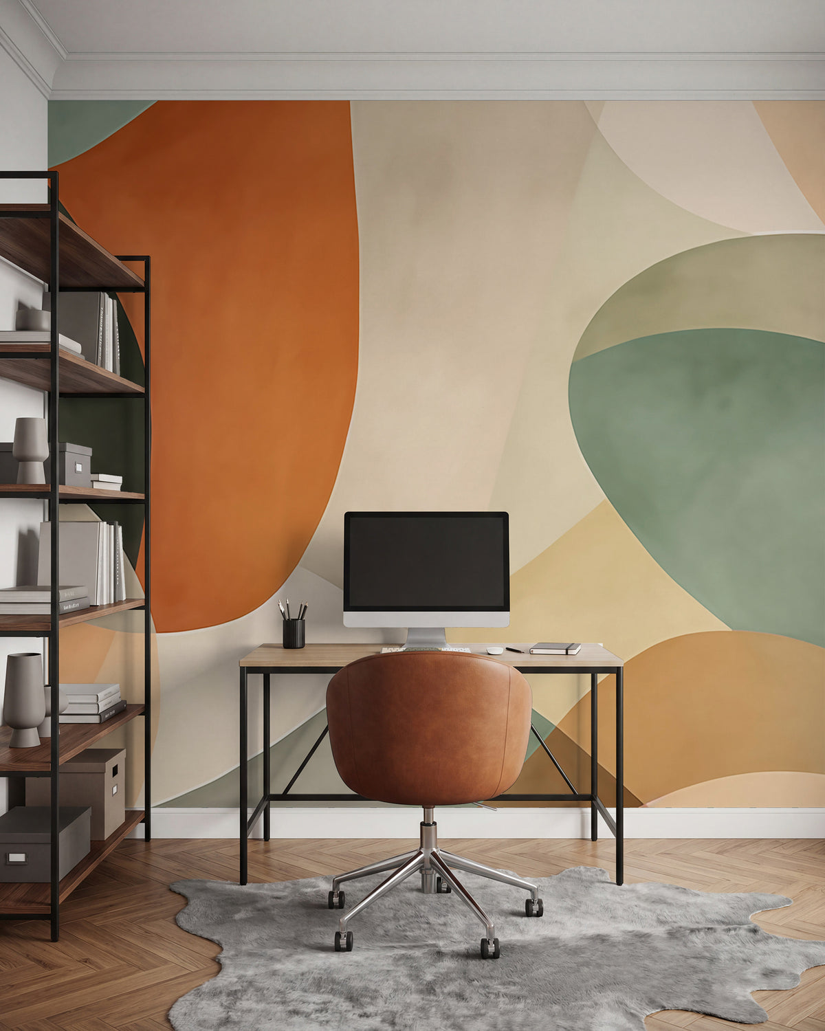 Papier peint Aplats argile et olive