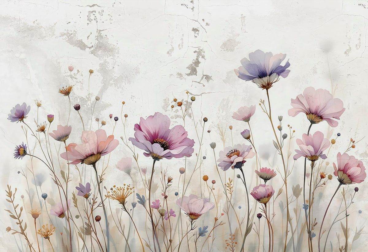 Papier peint Danse des fleurs sauvages — mise en situation