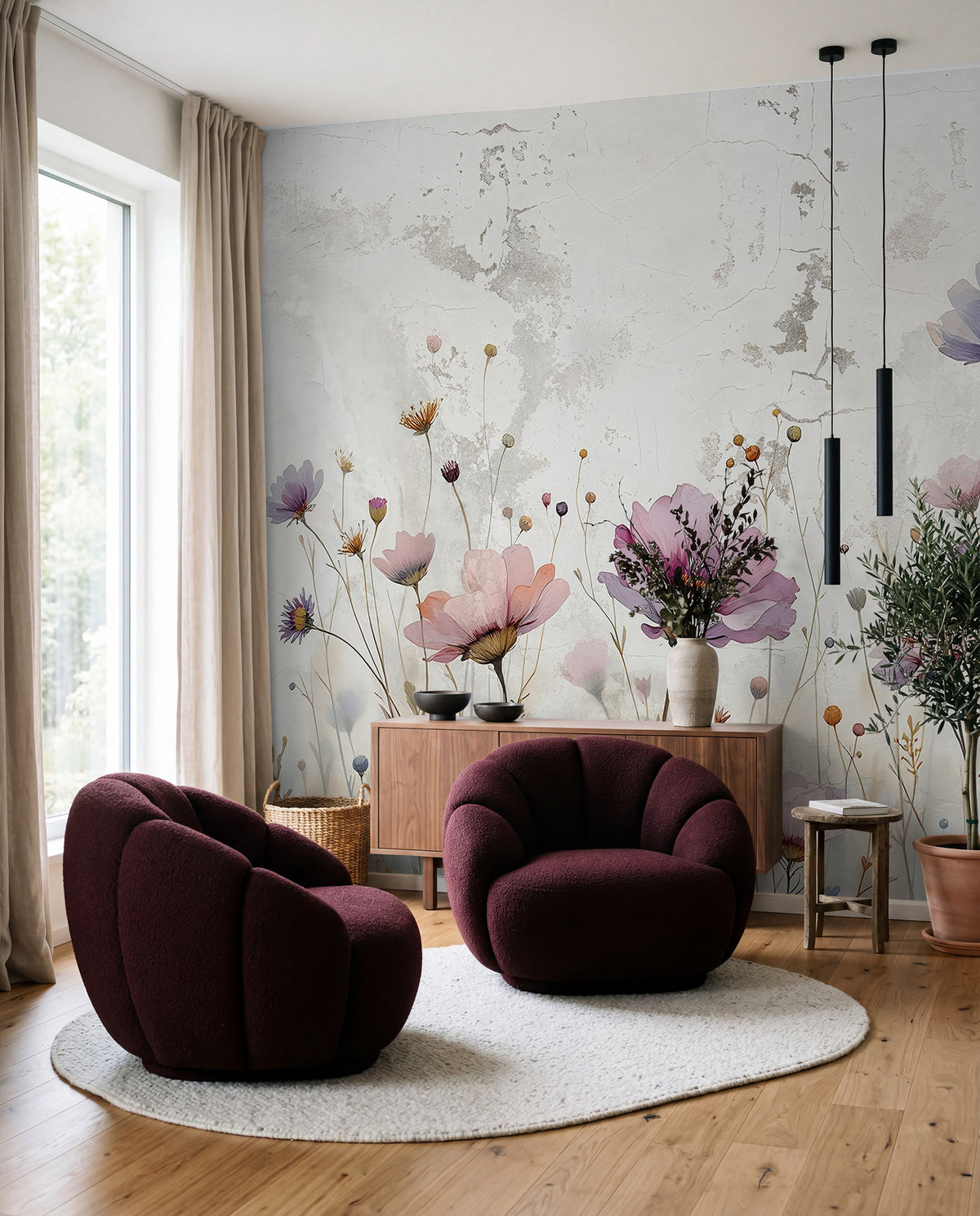Papier peint Danse des fleurs sauvages