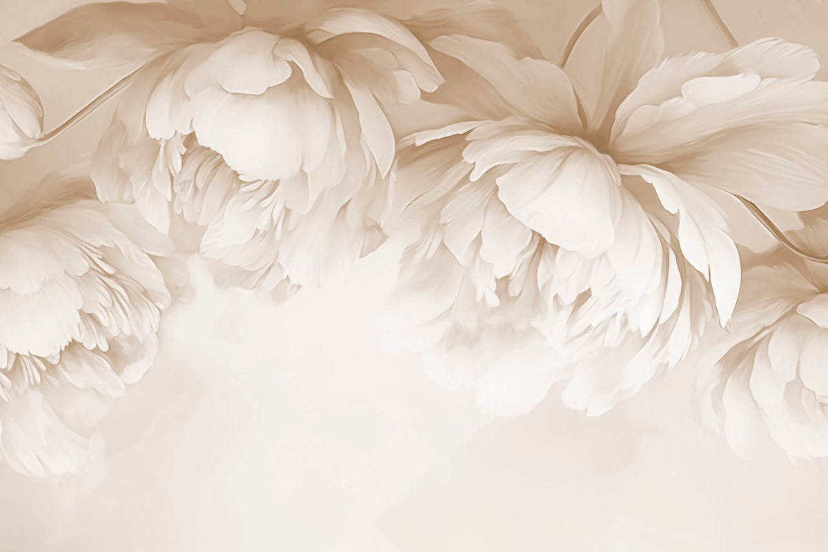 Papier peint Pivoines crème — mise en situation