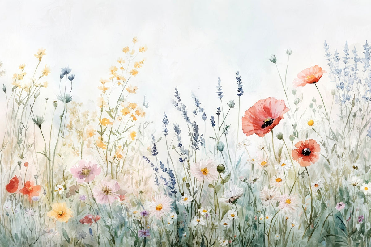 Papier peint Coquelicots à l'aquarelle — mise en situation