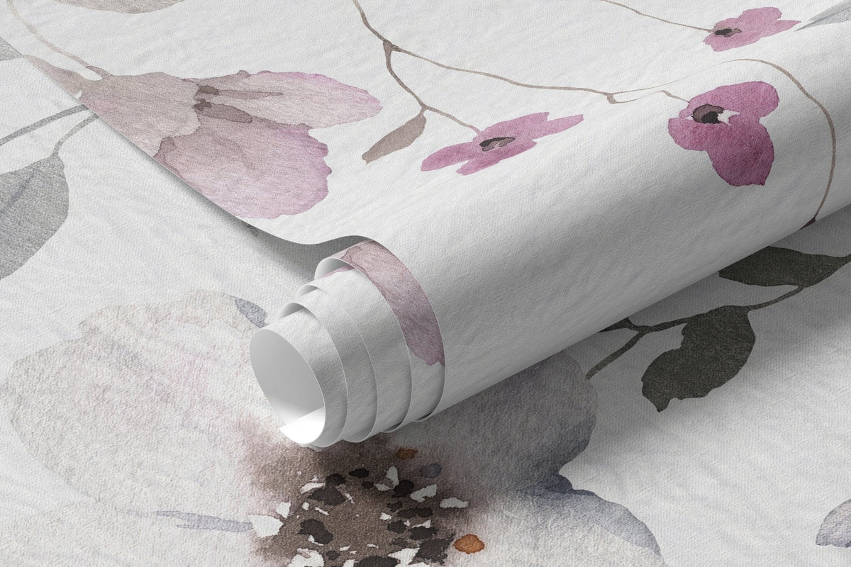 Papier peint Guirlandes de fleurs roses