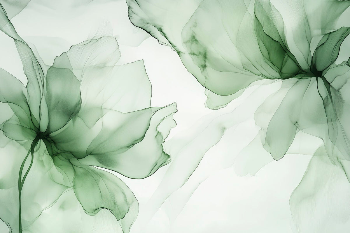 Papier peint Fleurs en vert émeraude — mise en situation