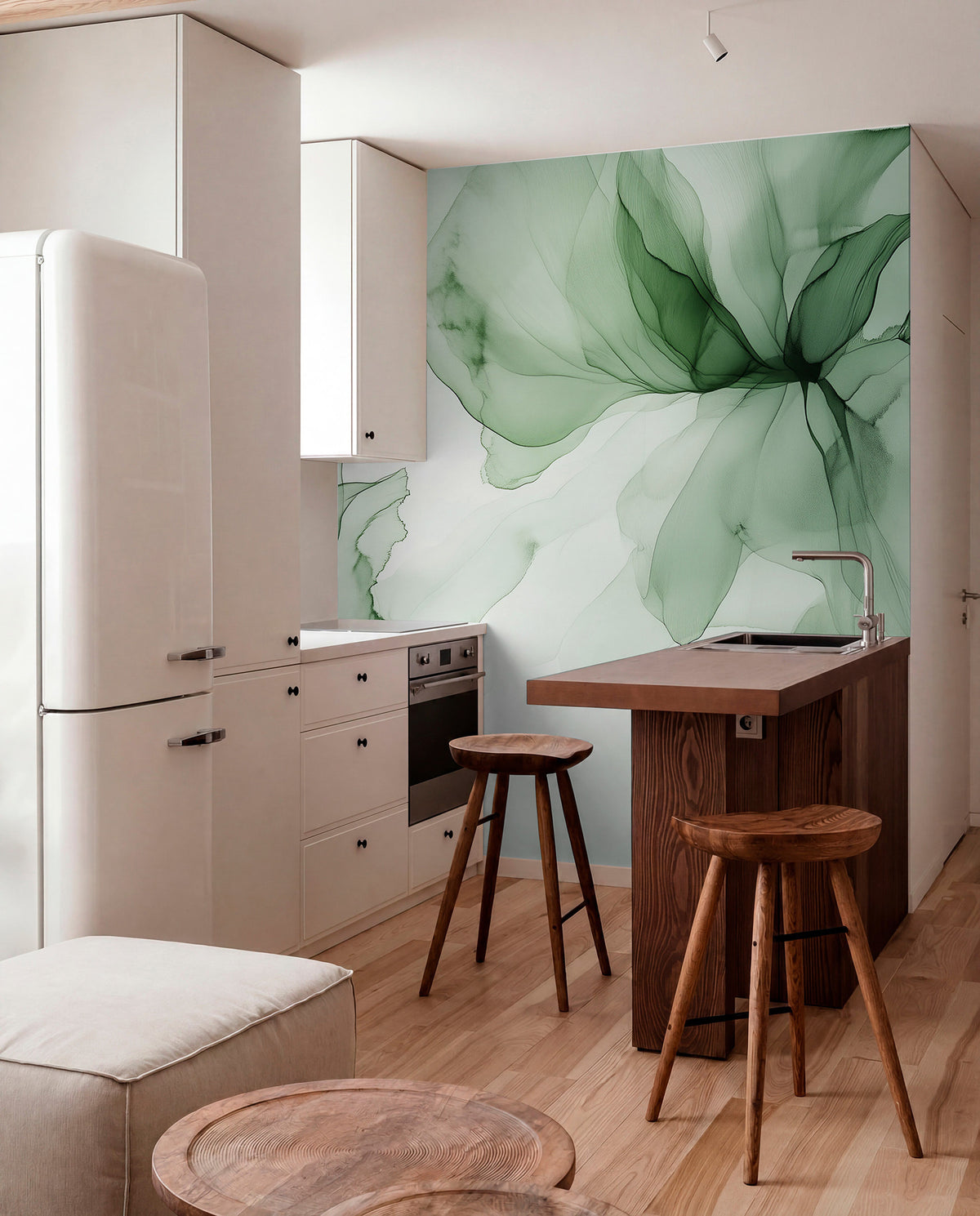 Papier peint Fleurs en vert émeraude