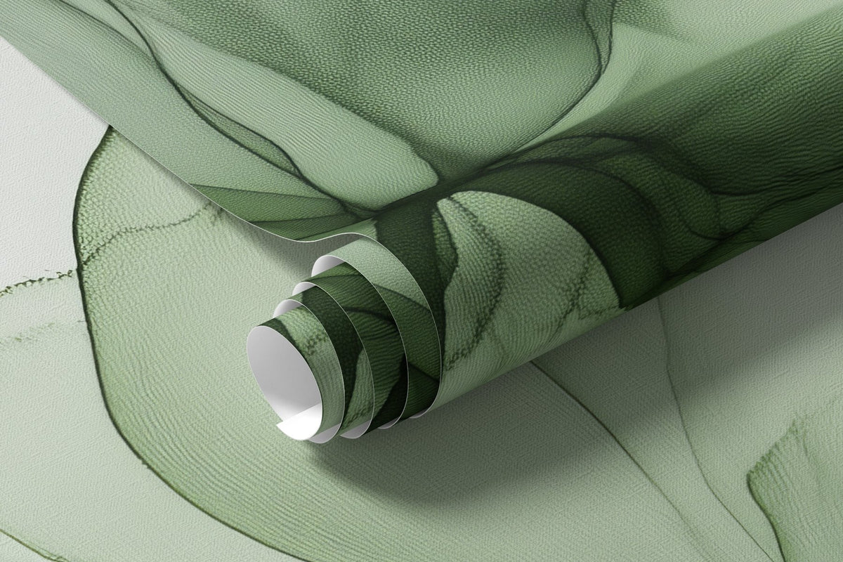 Papier peint Fleurs en vert émeraude