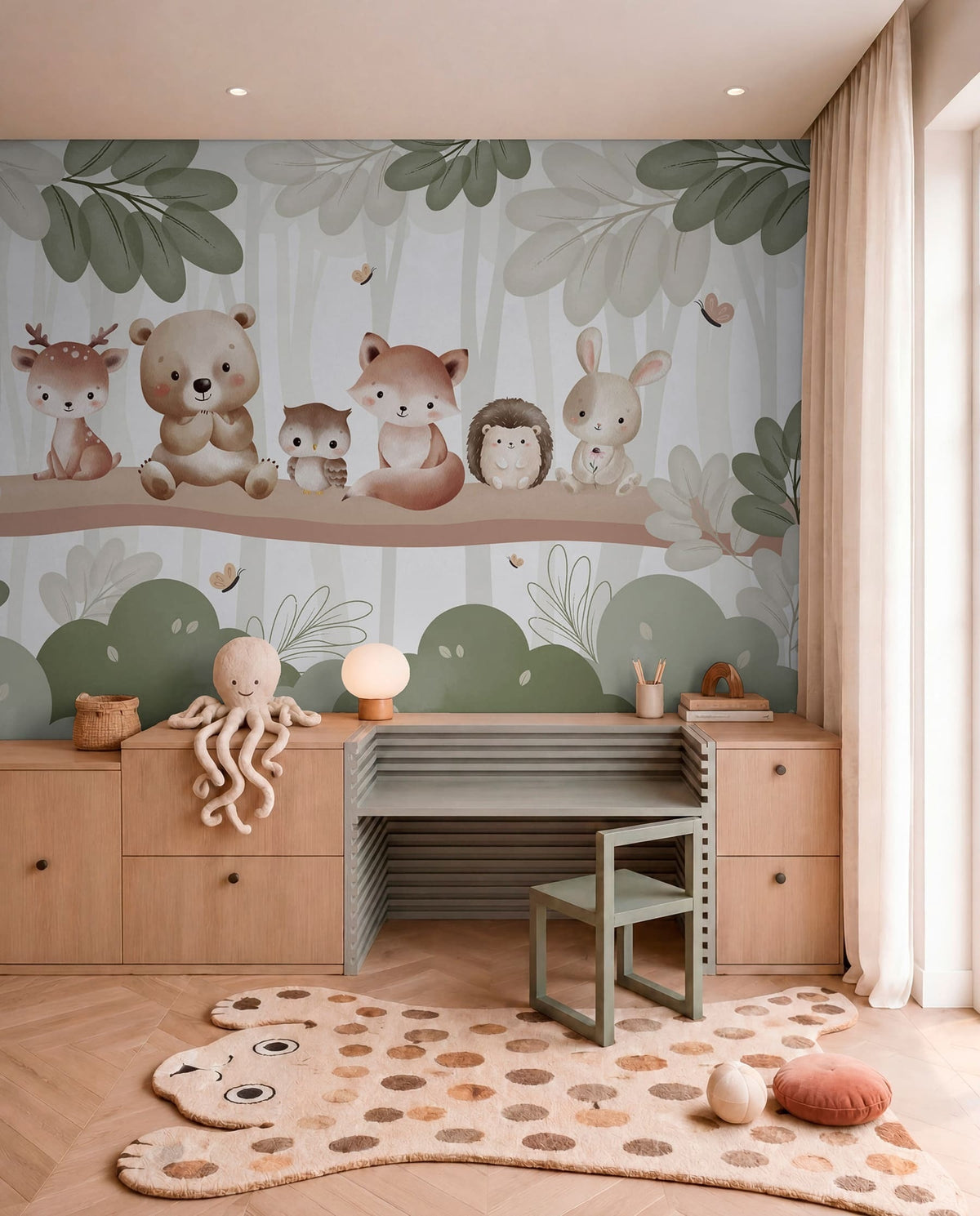 Papier peint Animaux des bois en rang