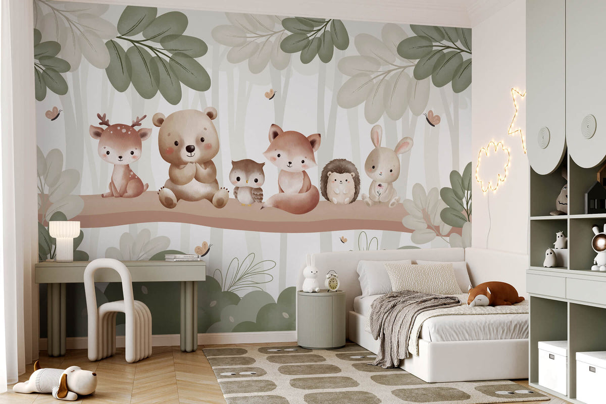 Papier peint Animaux des bois en rang