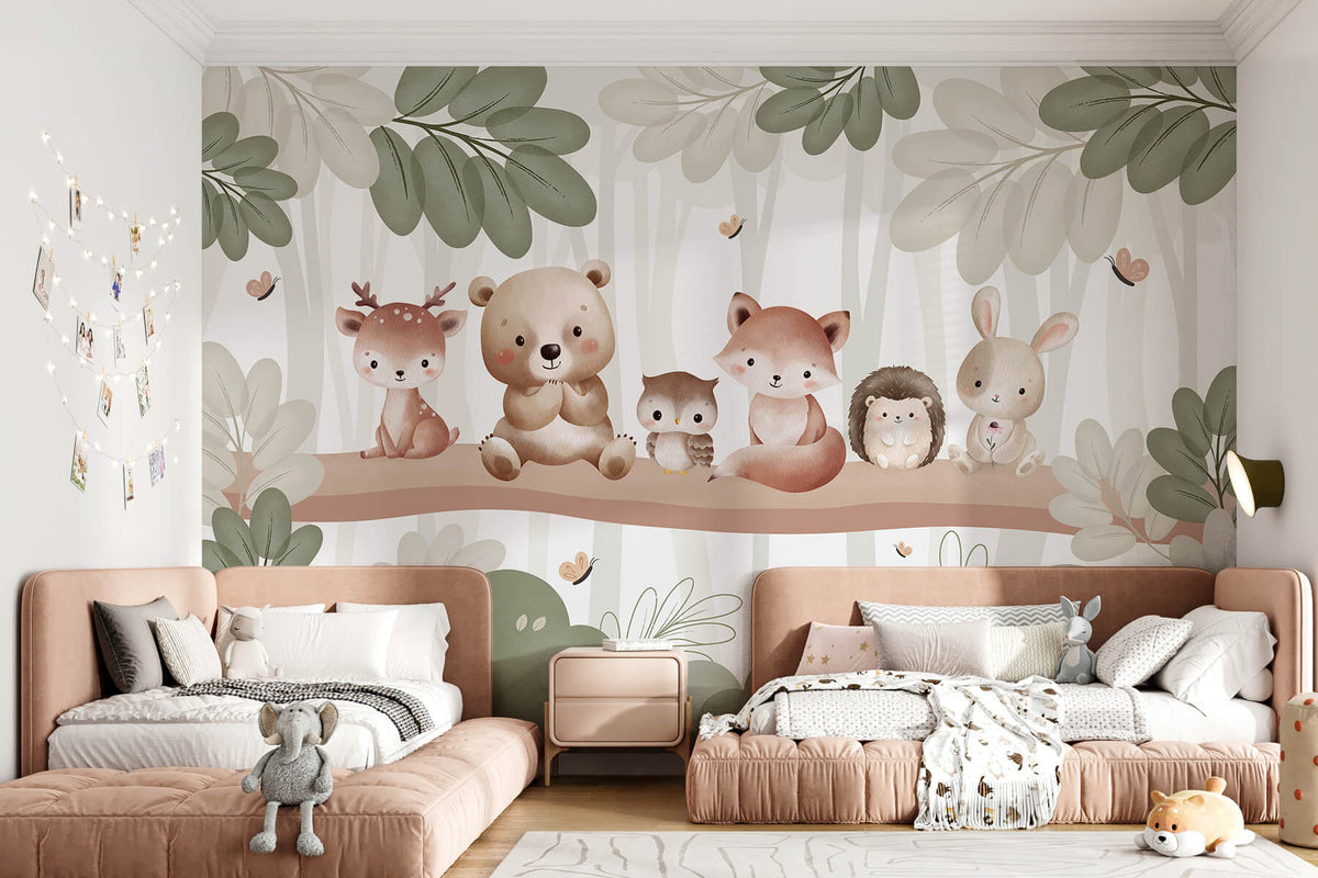 Papier peint Animaux des bois en rang
