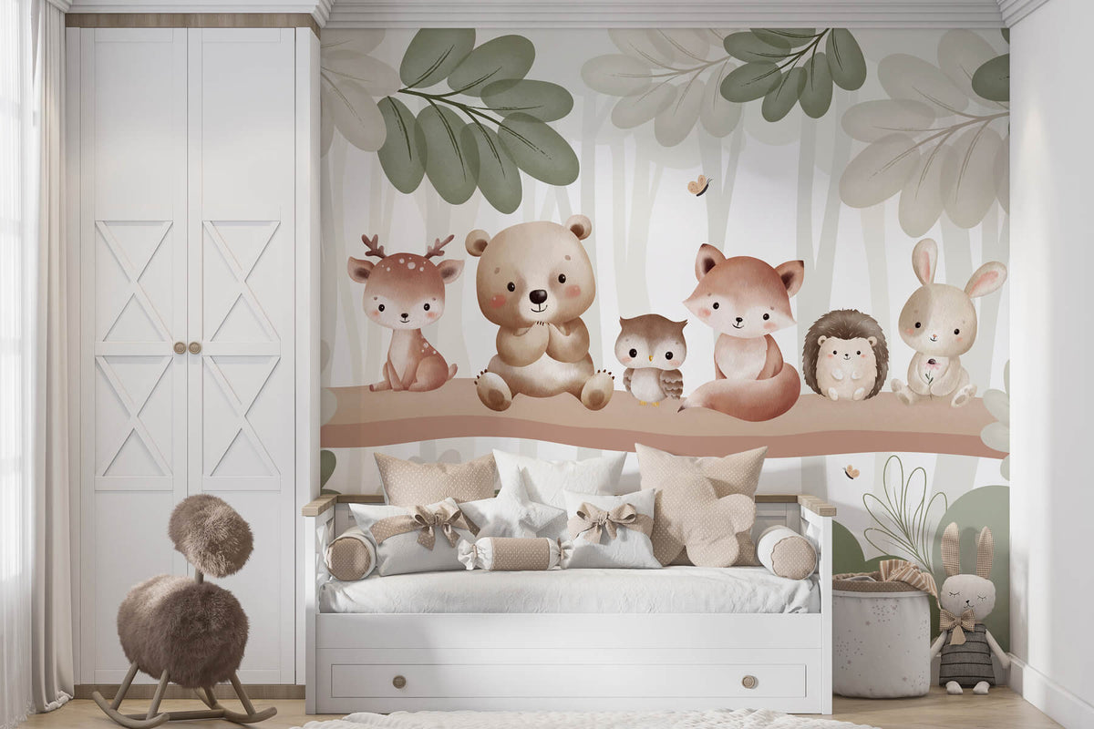 Papier peint Animaux des bois en rang