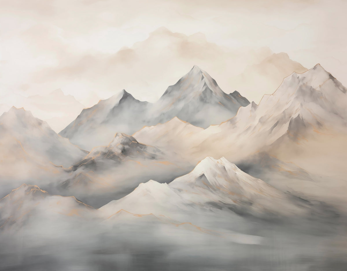 Papier peint Sommets dans les nuages — mise en situation