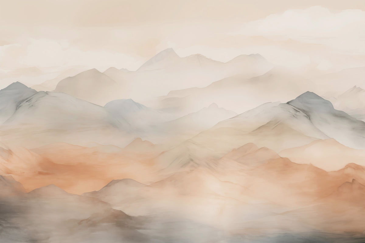 Papier peint Montagnes aux tons crème