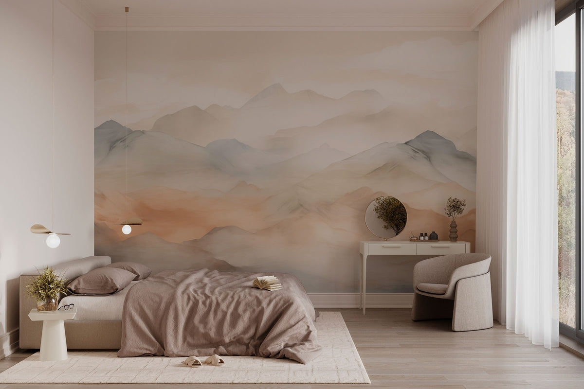Papier peint Montagnes aux tons crème