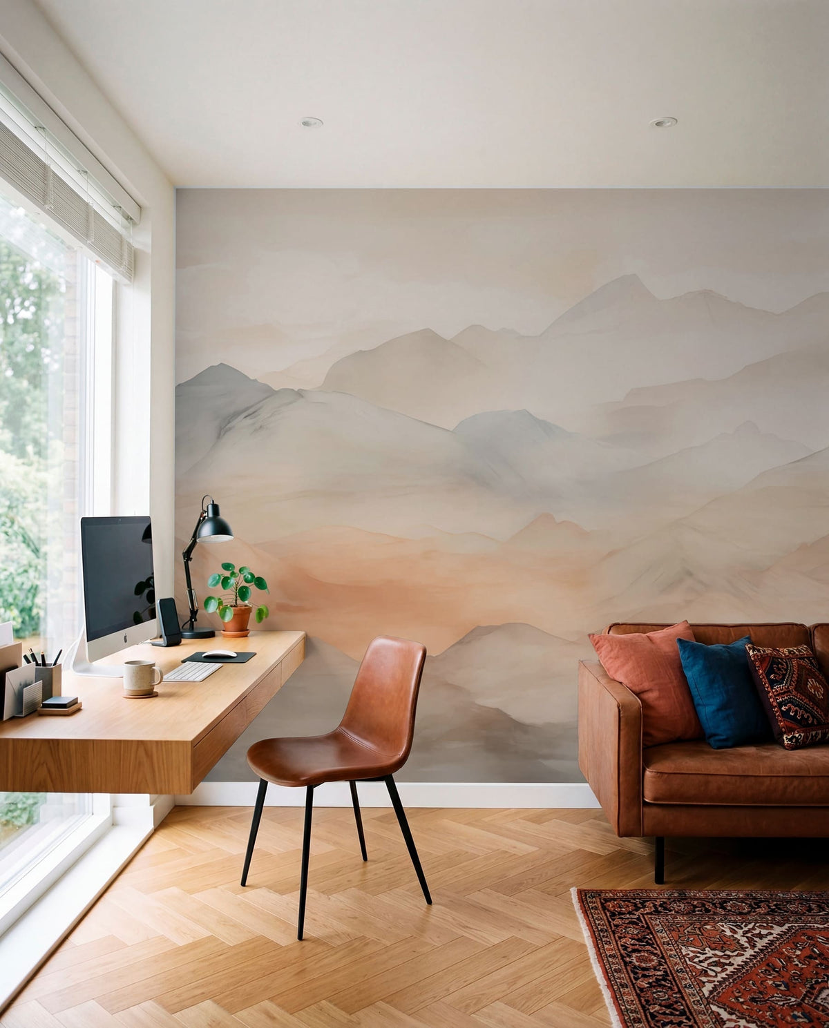 Papier peint Montagnes aux tons crème