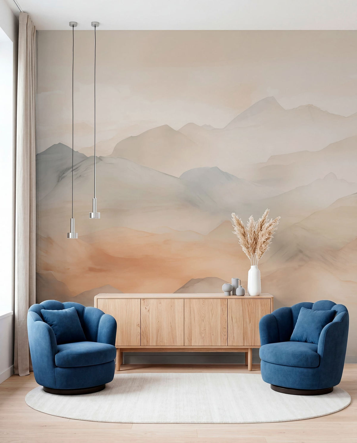 Papier peint Montagnes aux tons crème