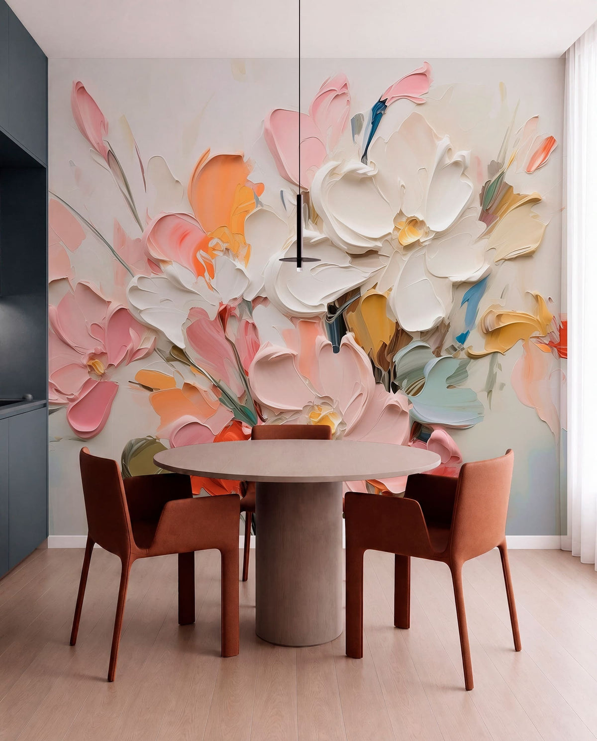 Papier peint Pétales aux touches épaisses