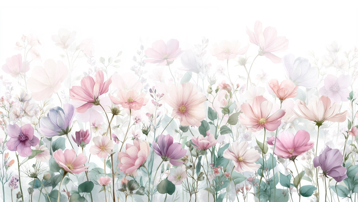 Papier peint Prairie en rose