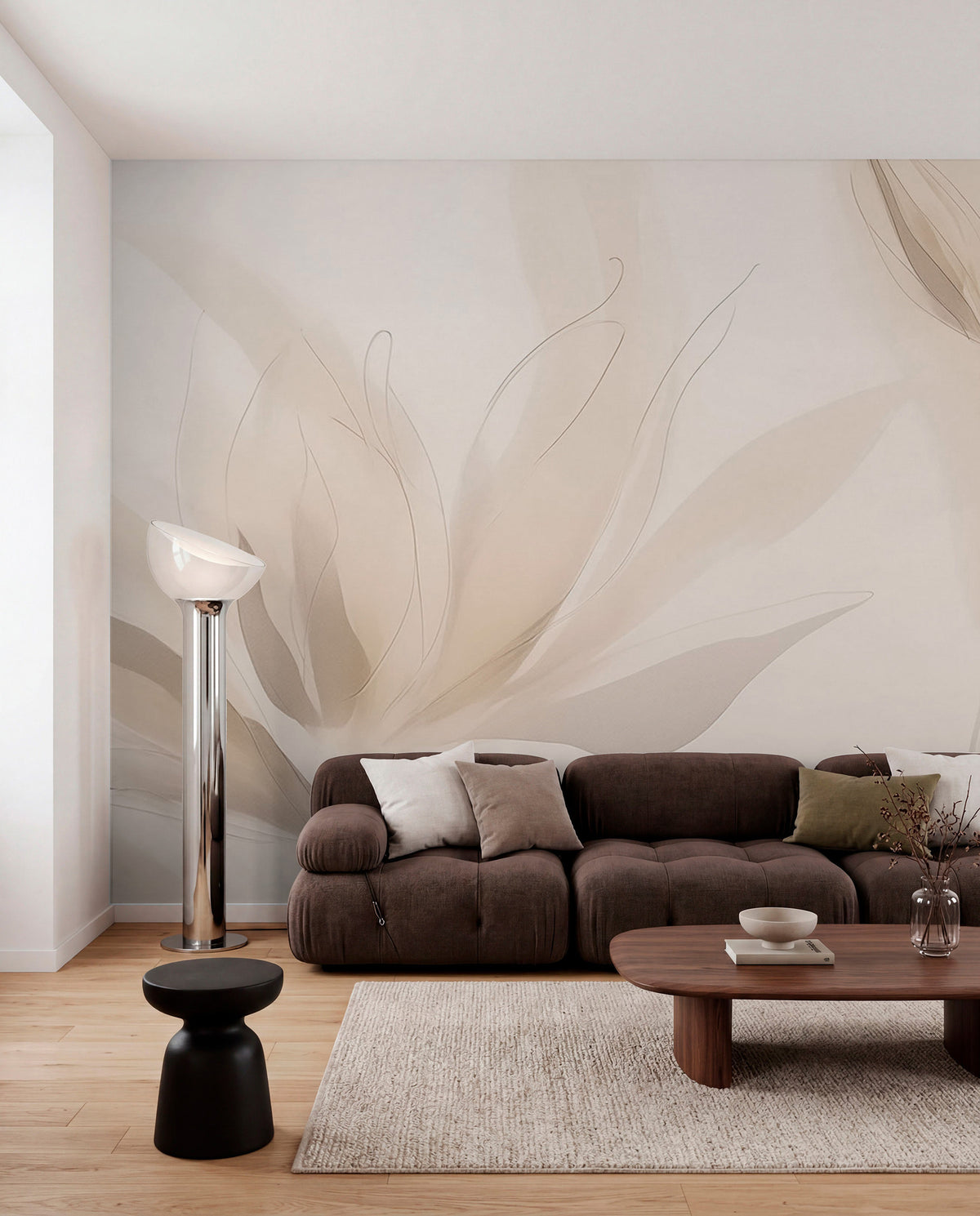 Papier peint Vagues de feuilles claires
