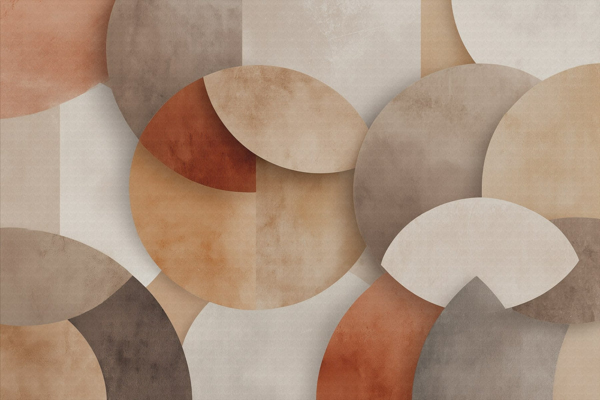 Papier peint Géométrie en couches ocre — mise en situation