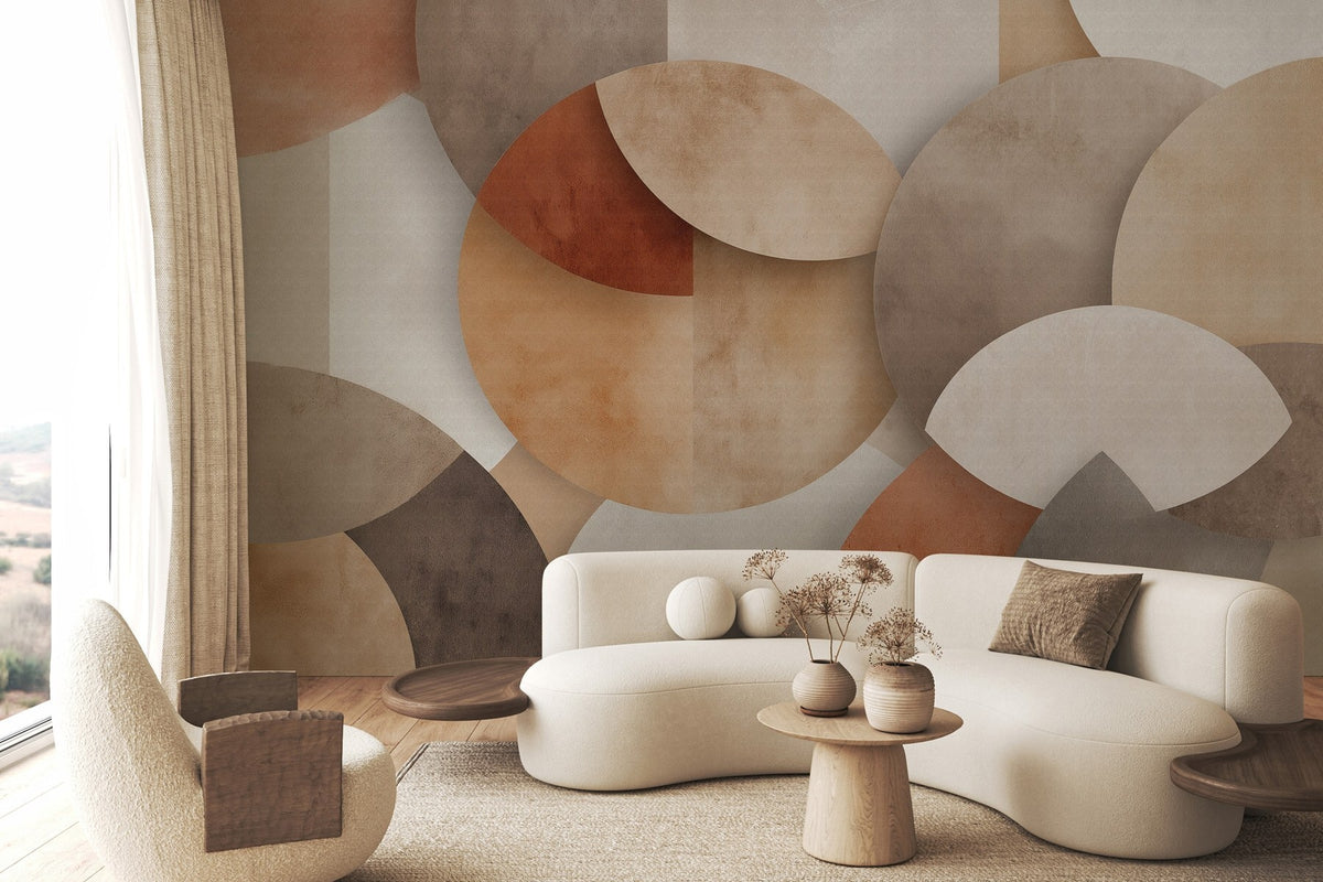 Papier peint Géométrie en couches ocre