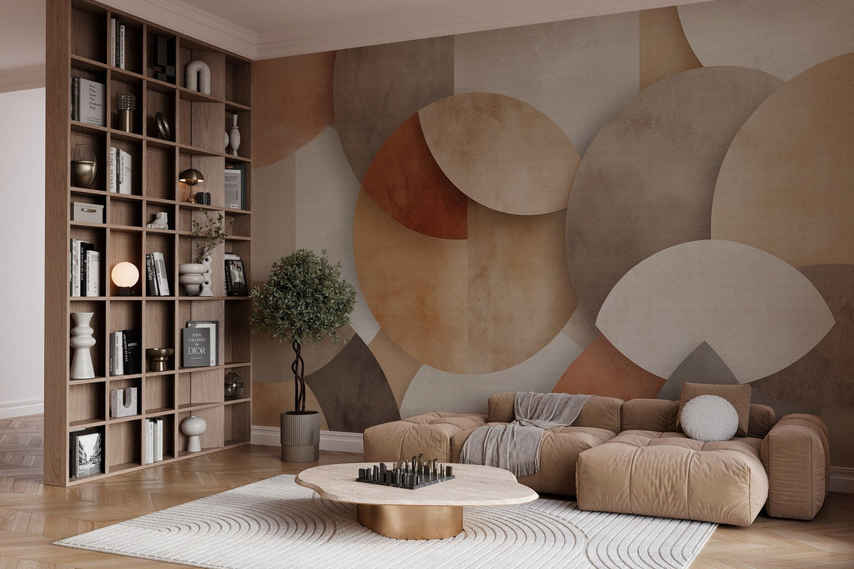 Papier peint Géométrie en couches ocre