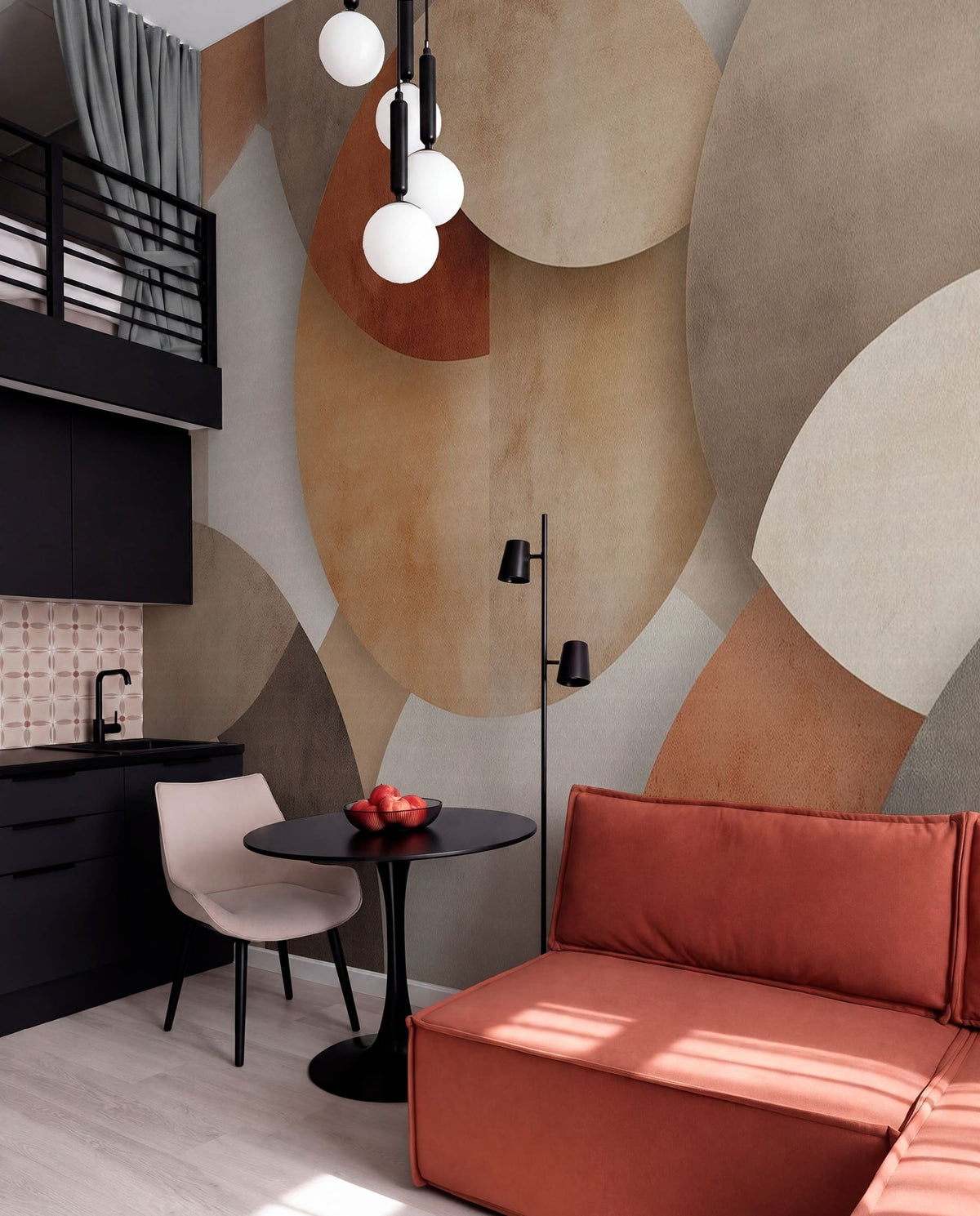 Papier peint Géométrie en couches ocre