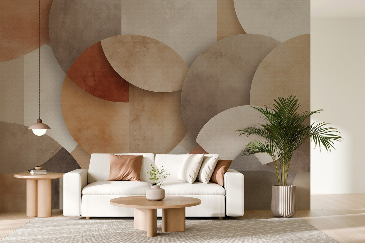 Papier peint Géométrie en couches ocre