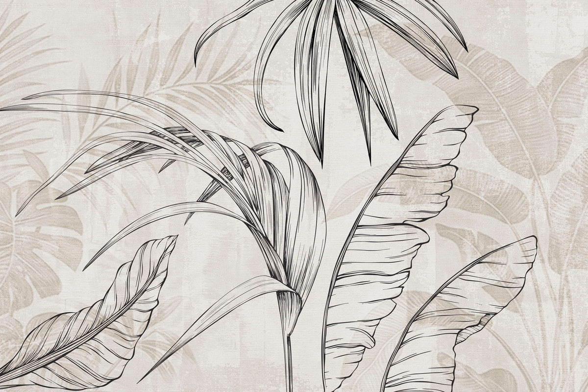 Papier peint Feuilles tropicales à l’encre