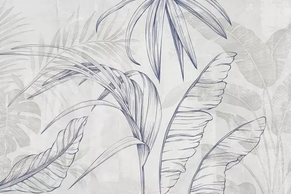 Papier peint Feuilles tropicales à l’encre