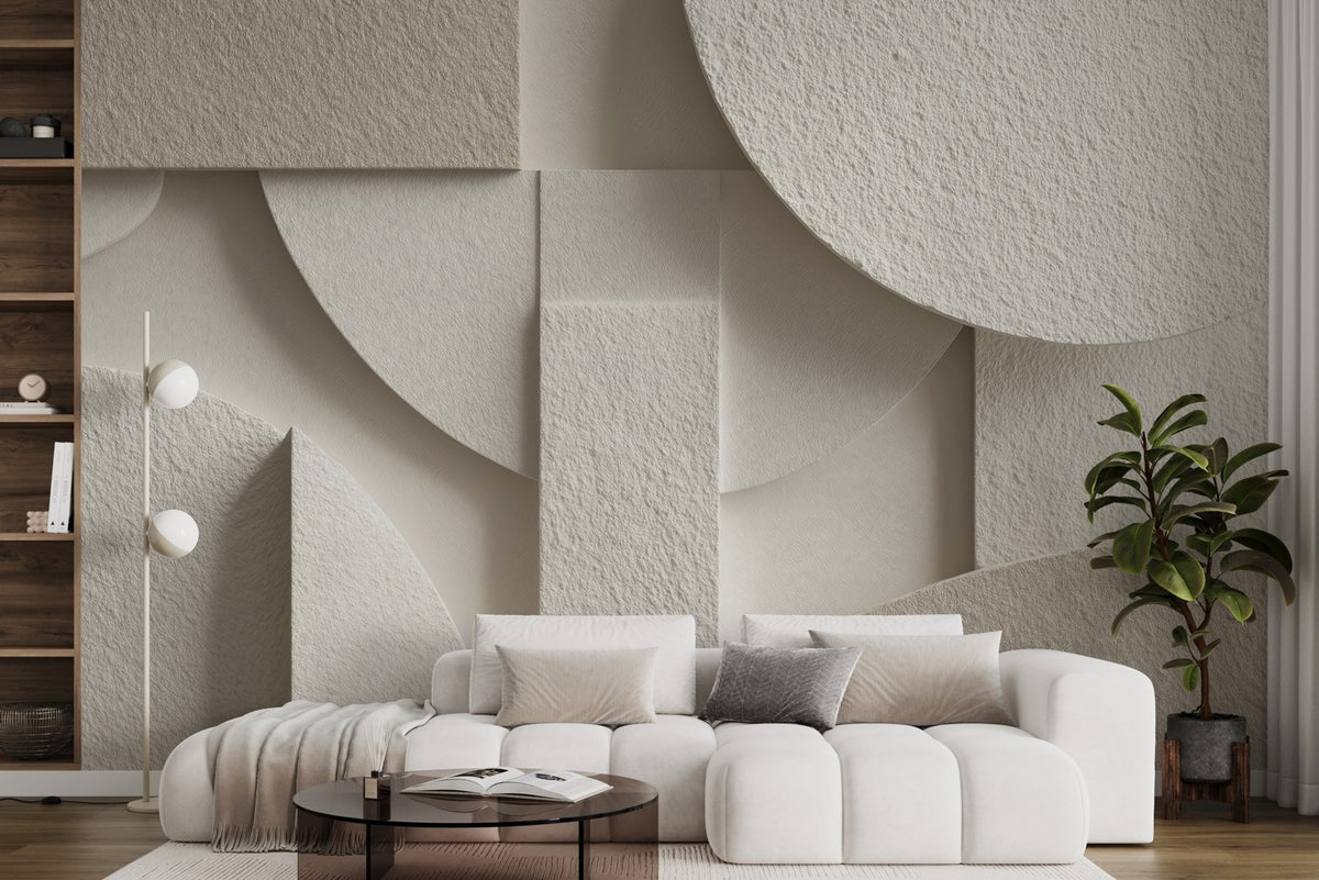 Papier peint Formes arrondies couleur sable
