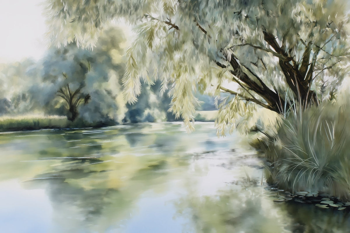 Papier peint Reflets de saule — mise en situation