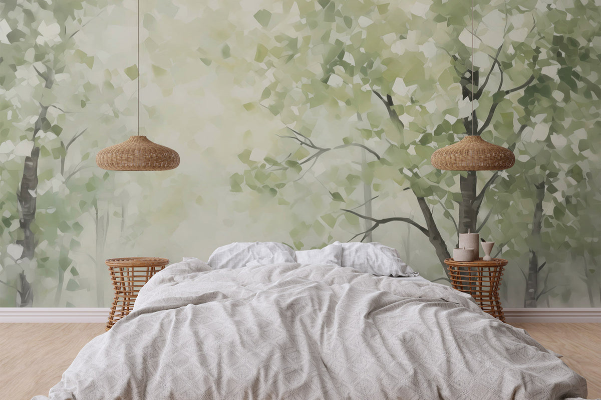 Papier peint Canopée en touches de vert
