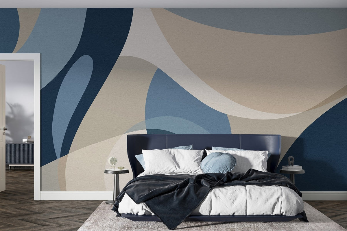Papier peint Équilibre de courbes bleues