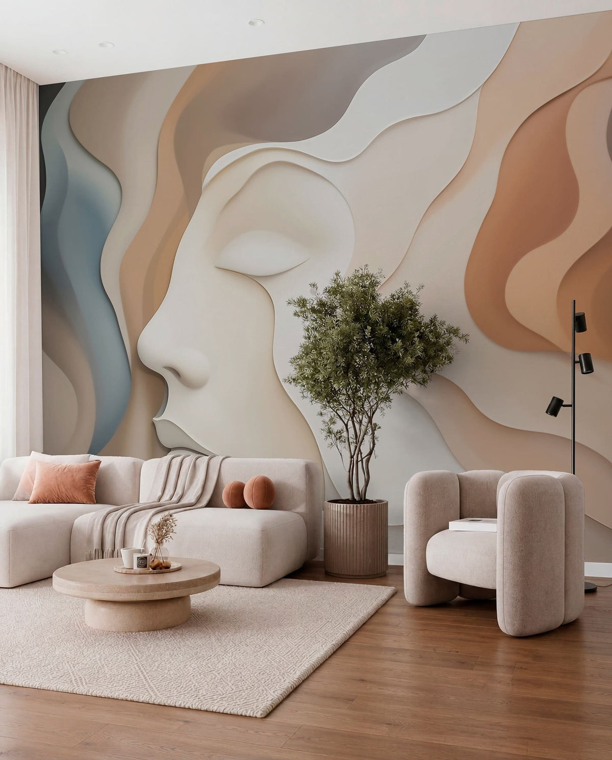 Papier peint Visages aux contours fluides