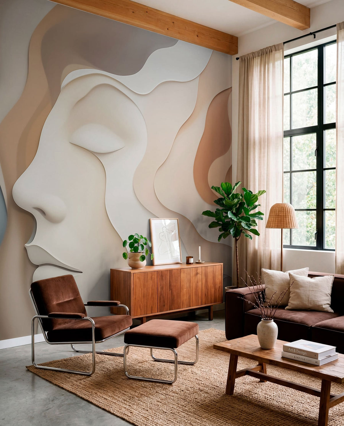 Papier peint Visages aux contours fluides